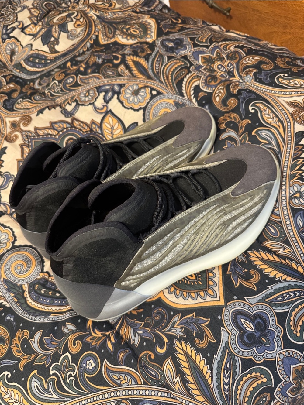Yeezy High-Top Sneakers in Black and Gray